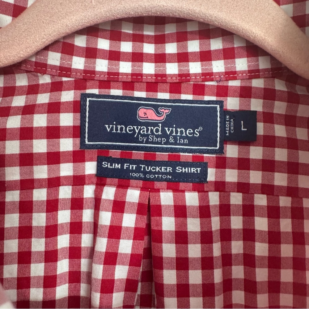 Vineyard Vines Red Gingham Button Down | Men’s L - image 6